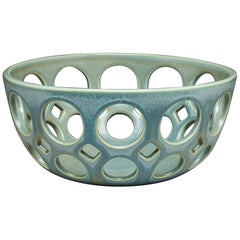 Green Pierced Ceramic Tabletop Bowl, in Stock