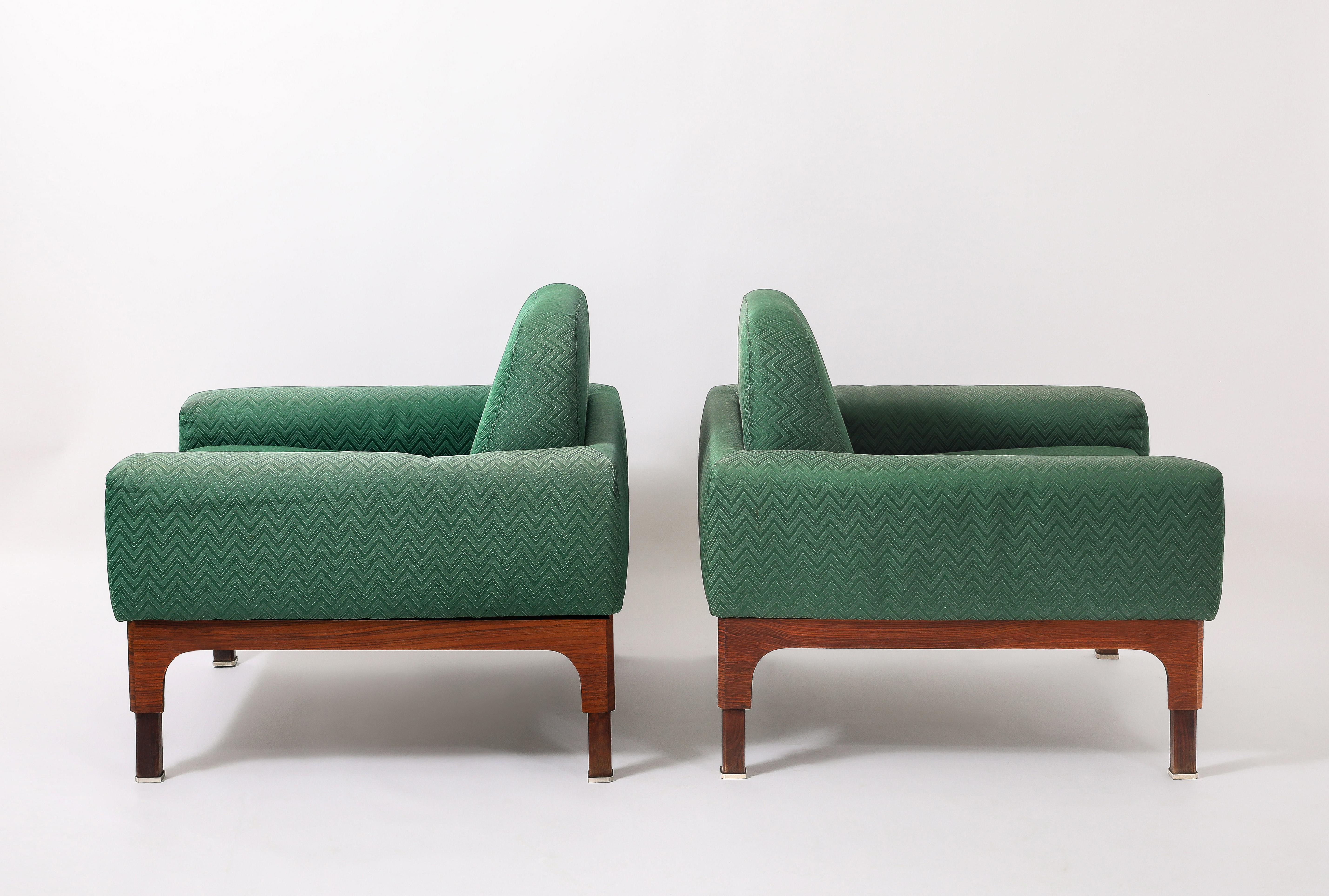 Grüne Piero Ranzani Sessel, Italien 1950er Jahre (Messing) im Angebot