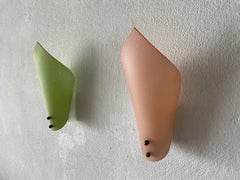 Green & Pink Plexiglass Leaf Shaped Pair of Sconces, 1950s, Germany
