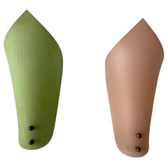 Green & Pink Plexiglass Leaf Shaped Pair of Sconces, 1950s, Germany
