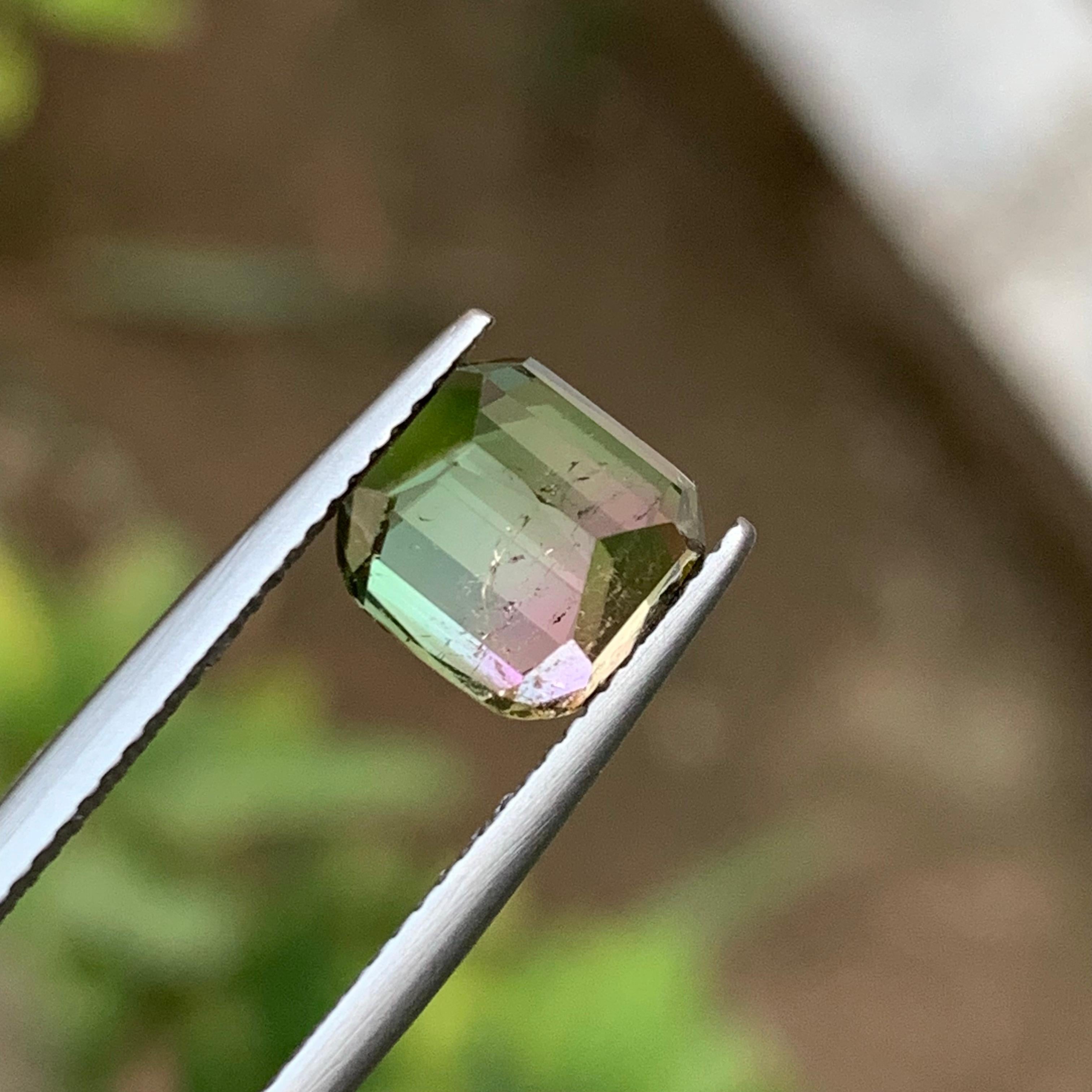 Green & Pink Watermelon Bicolor Natural Tourmaline Ring Gemstone 3.65 Ct Cushion For Sale 5