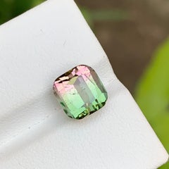 Green & Pink Watermelon Bicolor Natural Tourmaline Ring Gemstone 3.65 Ct Cushion