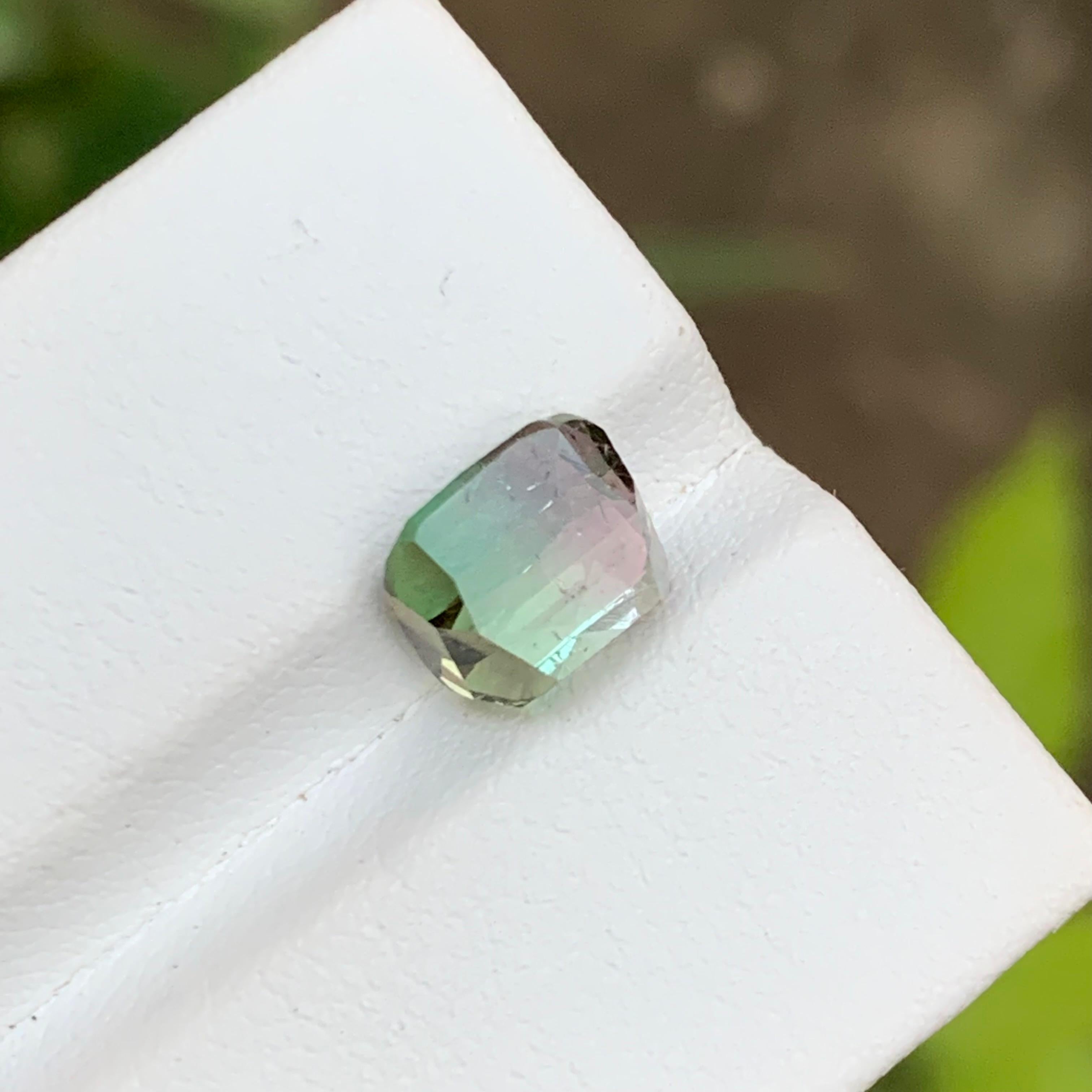 Green & Pink Watermelon Bicolor Natural Tourmaline Ring Gemstone 3.65 Ct Cushion In New Condition For Sale In Peshawar, PK