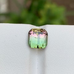 Green & Pink Watermelon Bicolor Natural Tourmaline Ring Gemstone 3.65 Ct Cushion