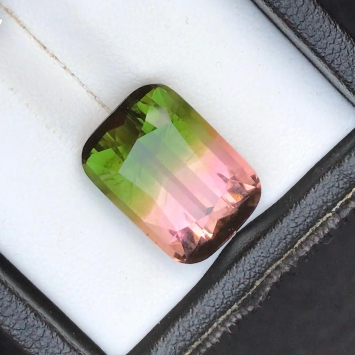 Green & Pink Watermelon Bicolor Natural Tourmaline Ring Loose Gemstone 10.85 Ct For Sale 1