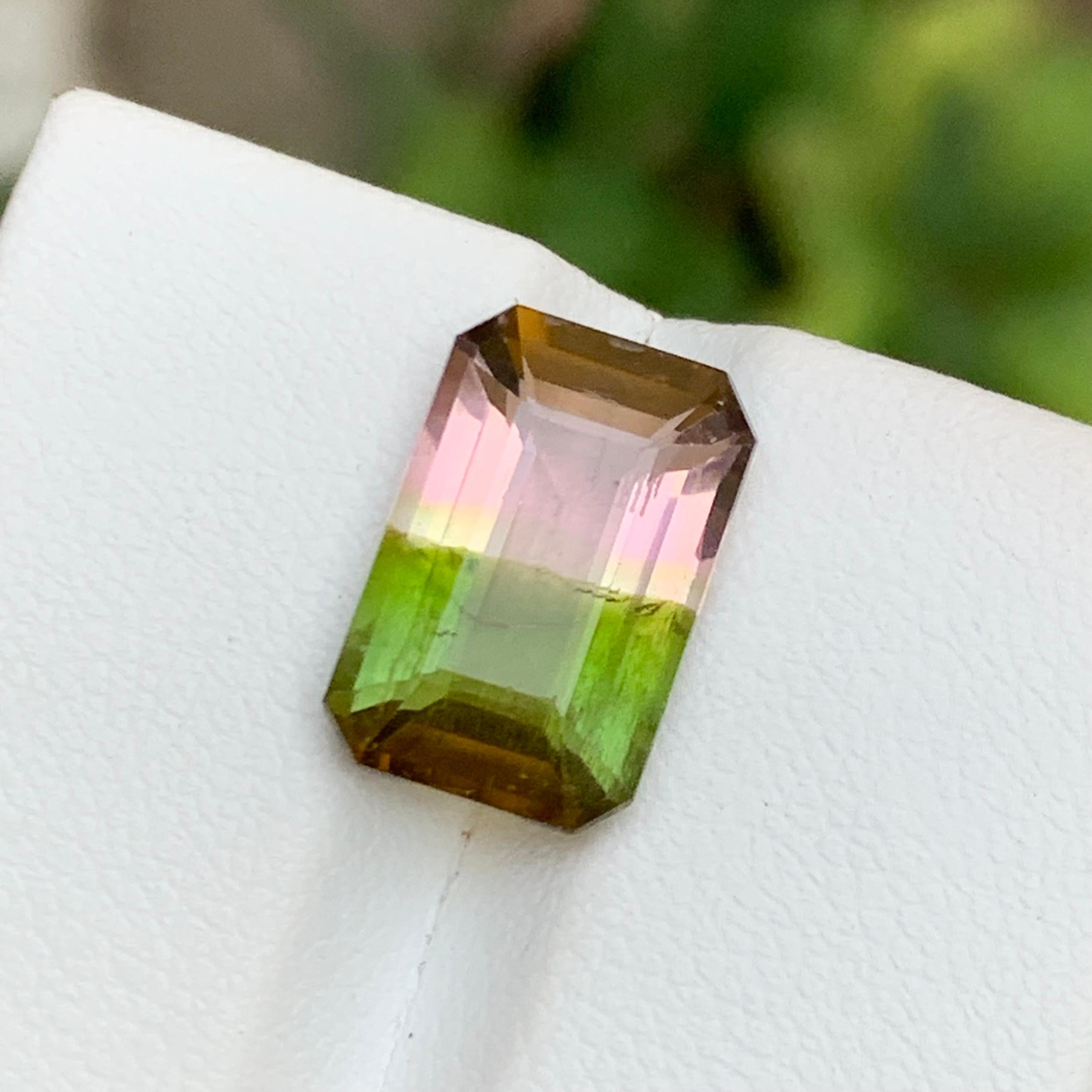 Bague en tourmaline melon d'eau bicolore verte taille émeraude 5,10 carats en vente 6