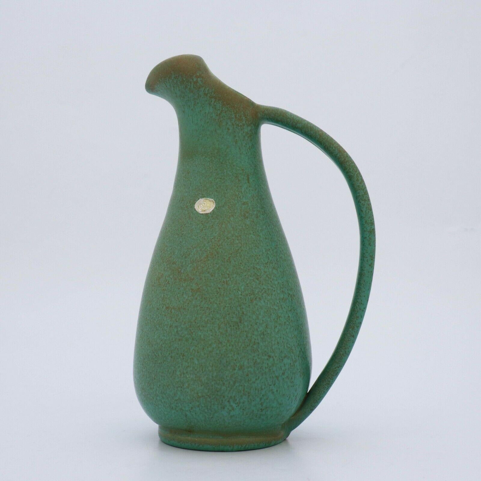 Glazed Green Pitcher ceramics Ewald Dahlskog 1930s Bo Fajans Sweden Scandinavian Modern For Sale