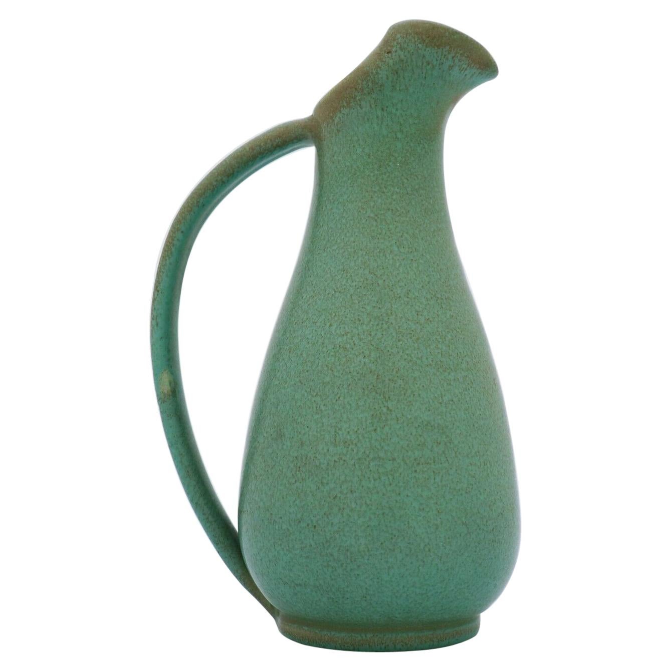 Brocca verde in ceramica Ewald Dahlskog 1930 Bo Fajans Svezia Scandinavo Moderno