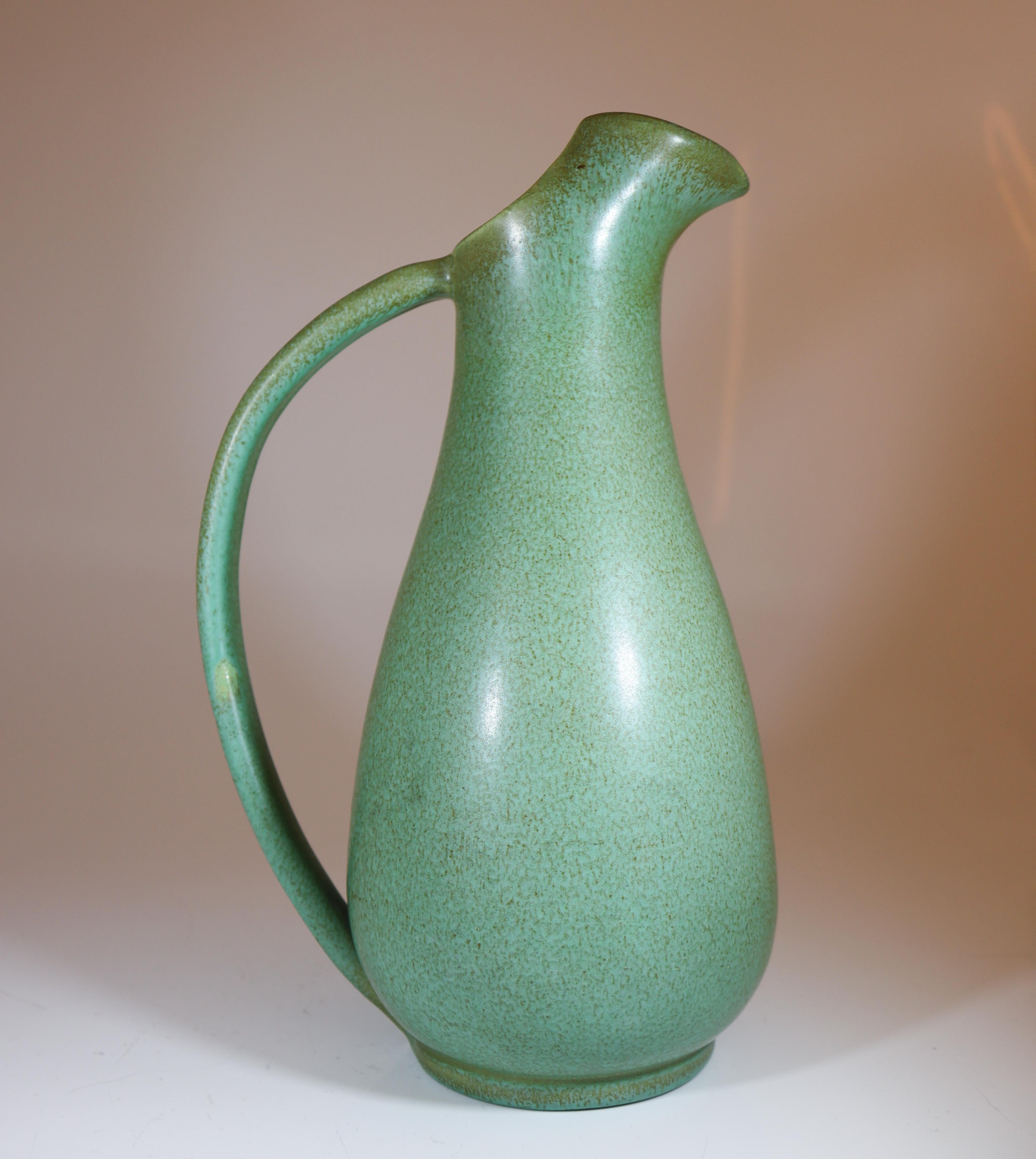 Pichet en céramique verte Ewald Dahlskog des années 1930, Bo Fajans, Suède en vente 1