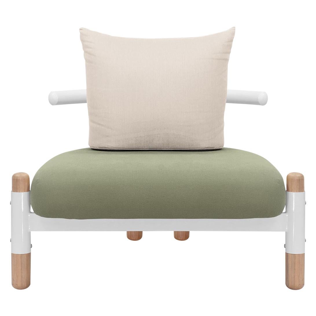 Green PK15 Single Seat Sofa, Carbon Steel Structure & Wood Legs by Paulo Kobylka