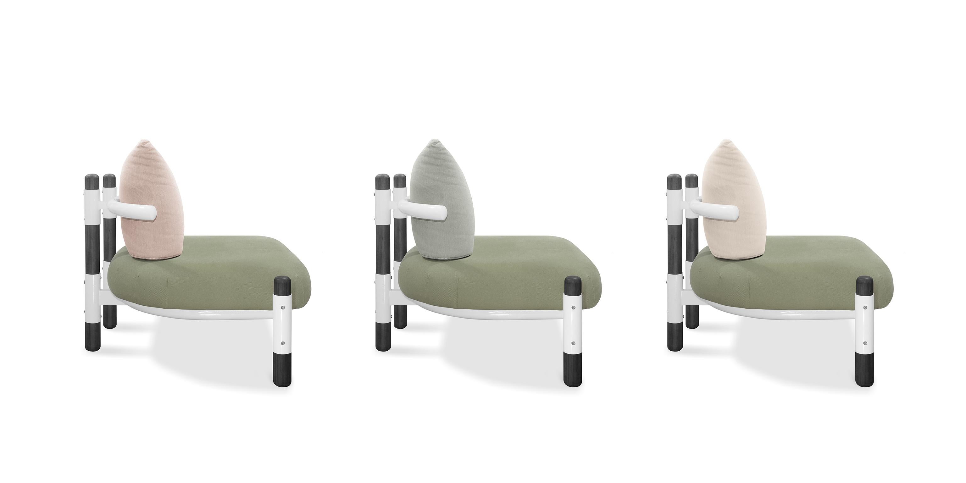 Contemporary Green PK15 Single Seat Sofa, Steel Structure & Ebonized Legs by Paulo Kobylka For Sale