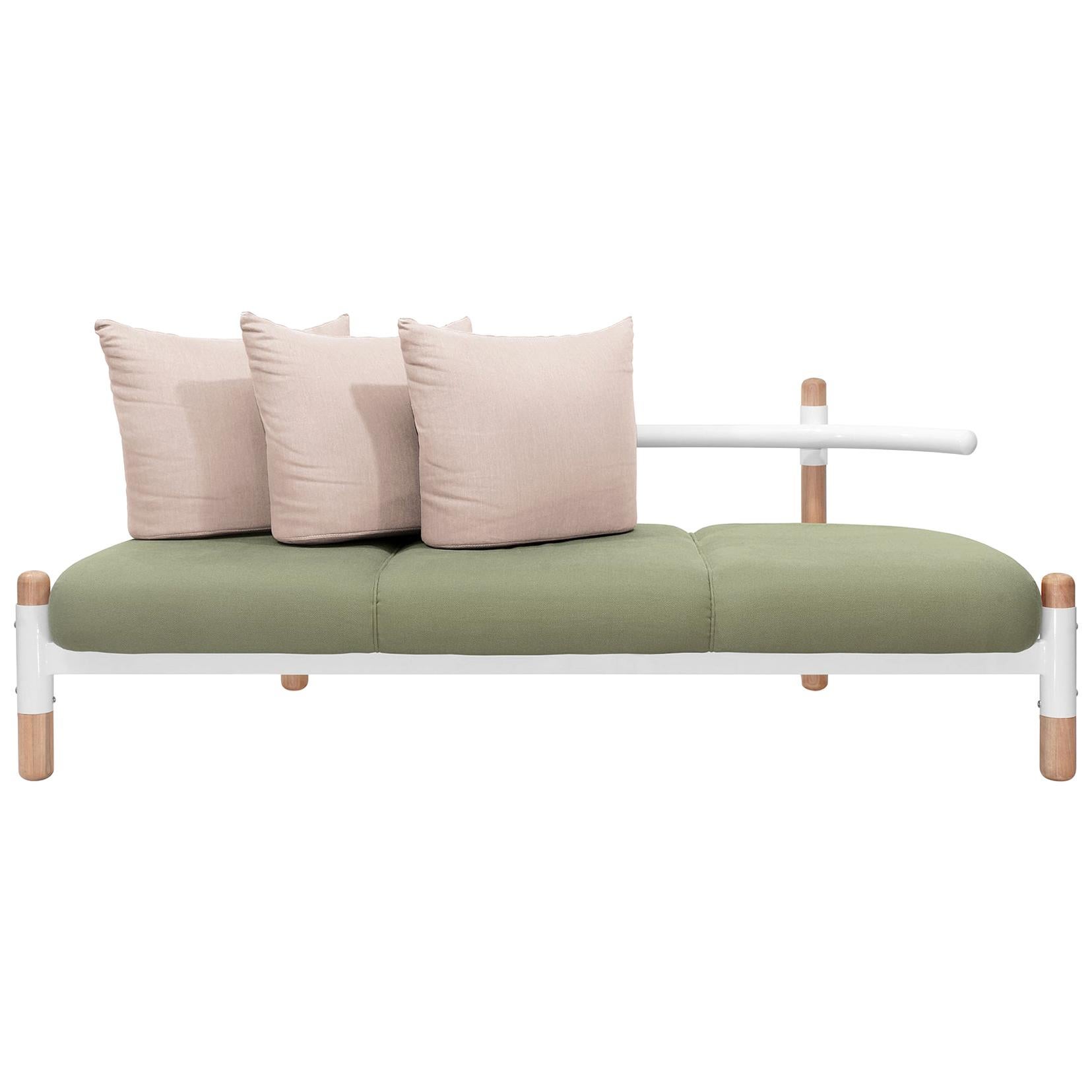 Green PK15 Three-Seat Sofa, Carbon Steel Structure & Wood Legs by Paulo Kobylka