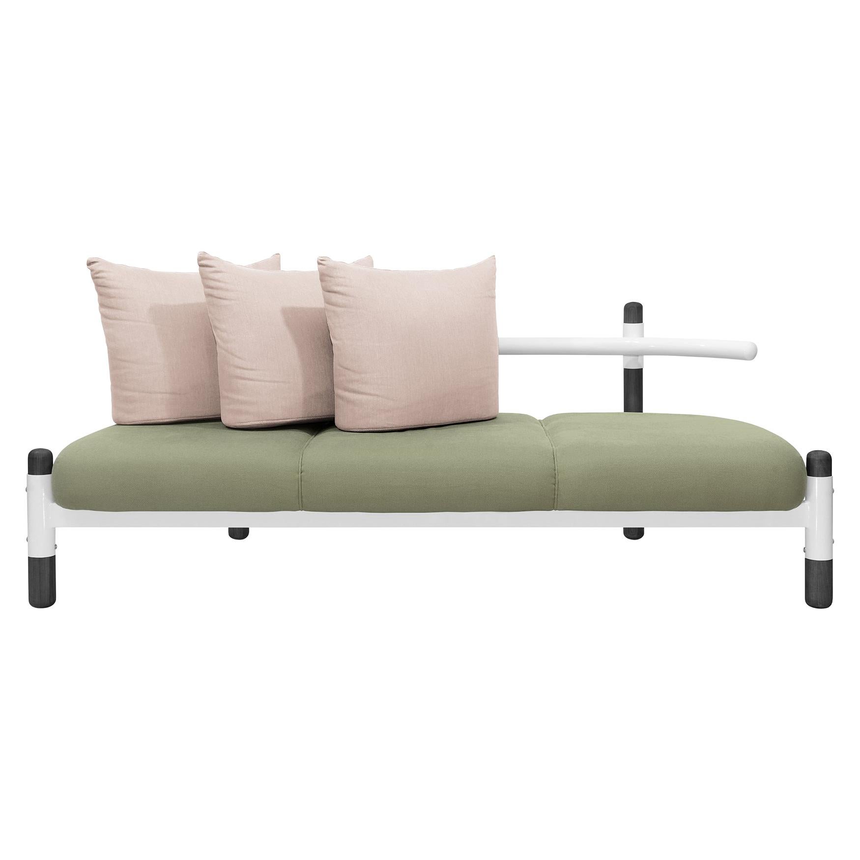 Green PK15 Three-Seat Sofa, Steel Structure and Ebonized Legs by Paulo Kobylka For Sale