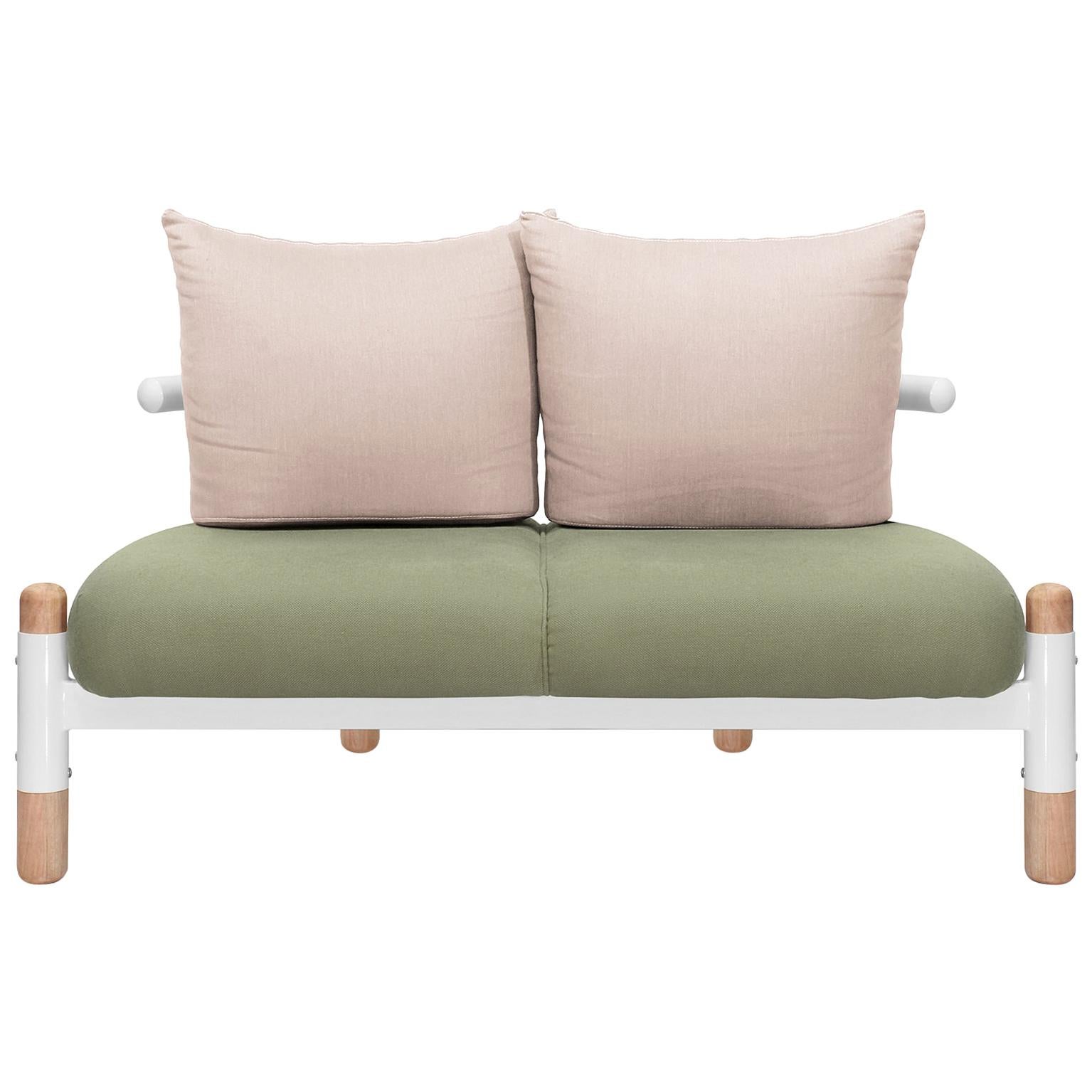 Green PK15 Two-Seat Sofa, Carbon Steel Structure & Wood Legs by Paulo Kobylka