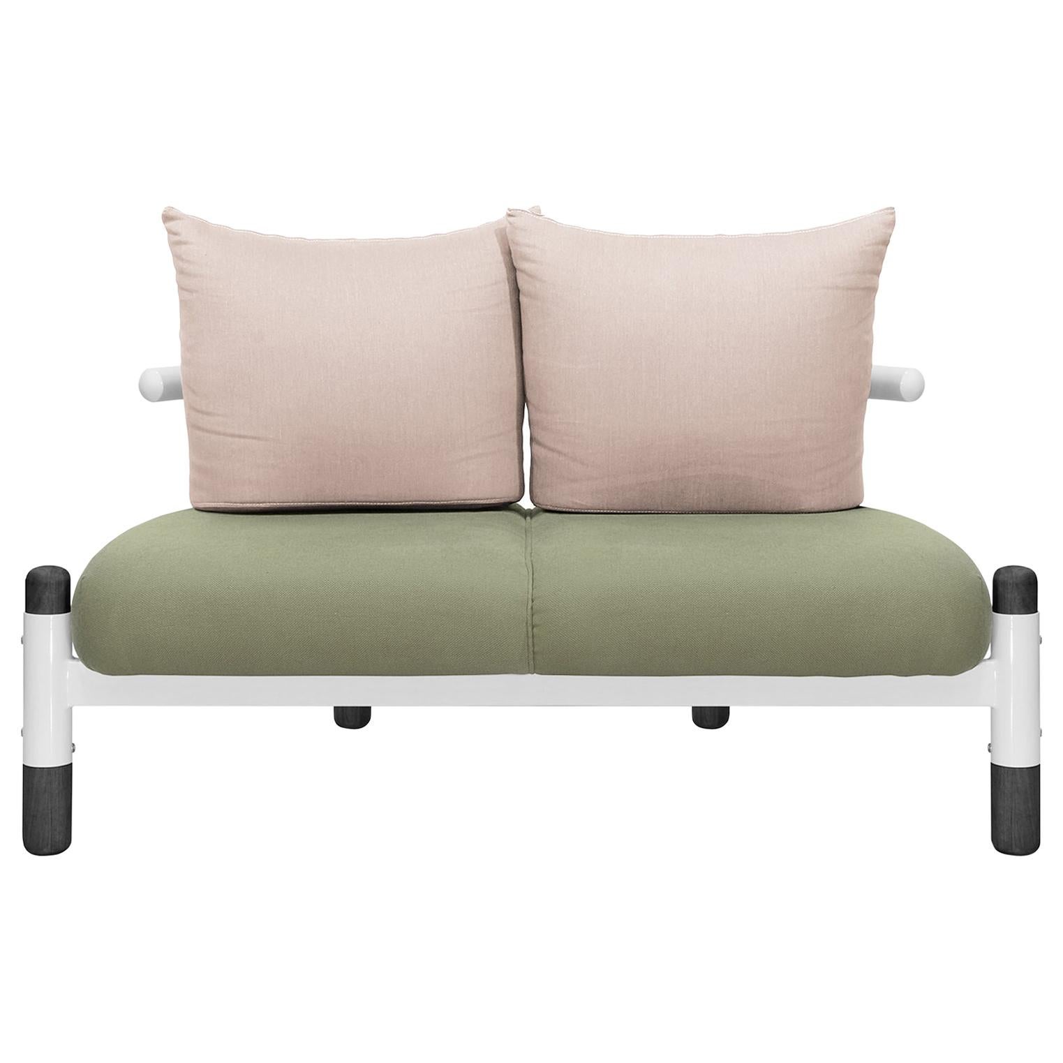 Green PK15 Two-Seat Sofa, Steel Structure & Ebonized Wood Legs by Paulo Kobylka For Sale