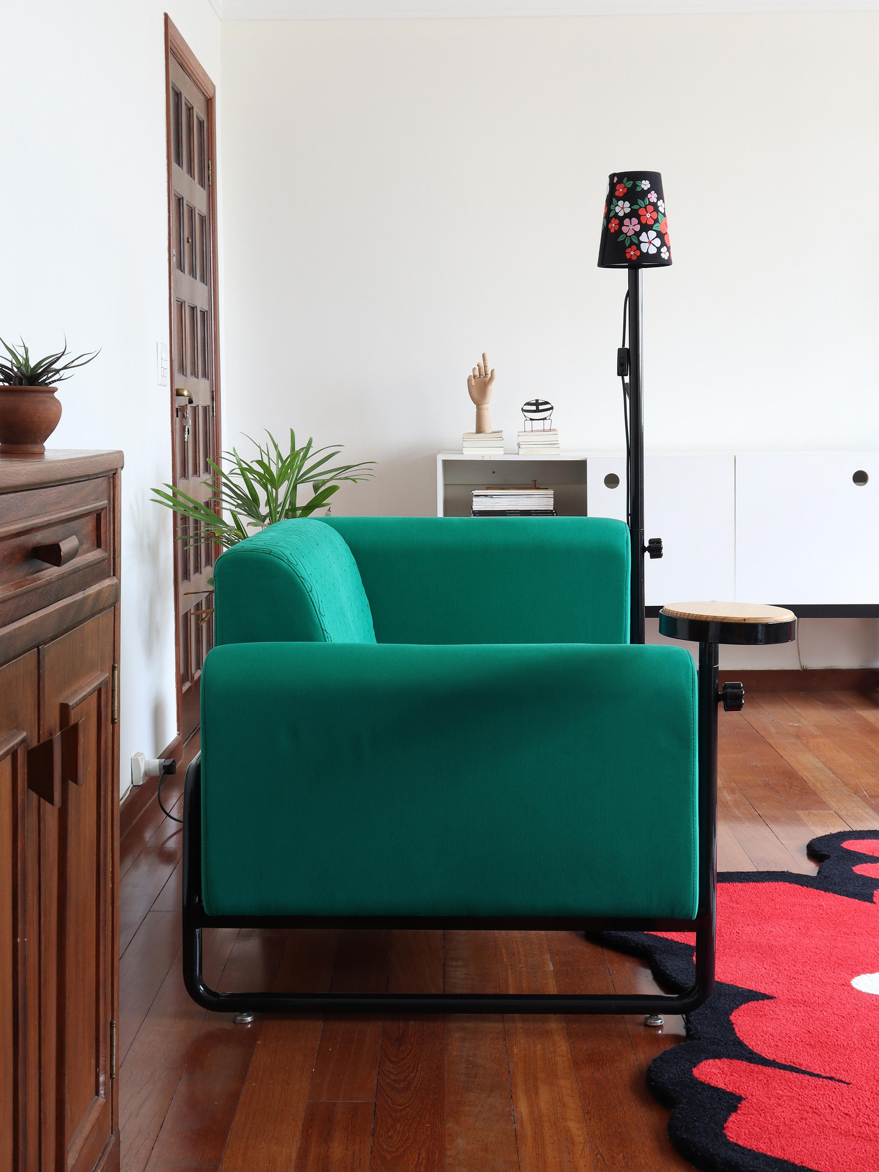 Green PK8 Armchair, Seat-Lamp Hybrid, Handmade Metal Structure by Paulo Kobylka For Sale 3
