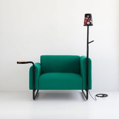 Green PK8 Armchair, Seat-Lamp Hybrid, Handmade Metal Structure by Paulo Kobylka