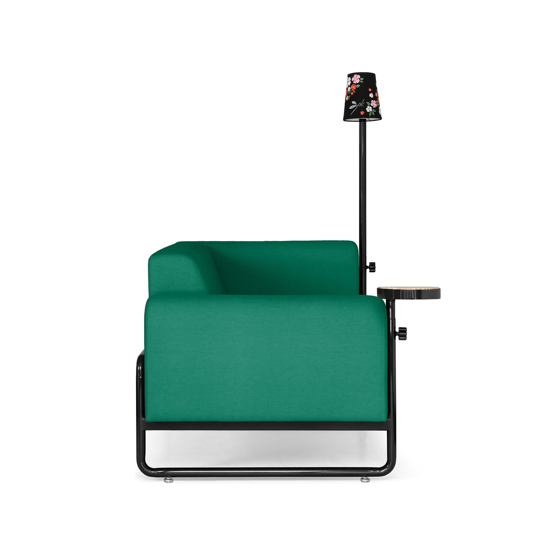 Post-Modern Green PK8 Armchair, Seat-Lamp Hybrid, Handmade Metal Structure by Paulo Kobylka For Sale