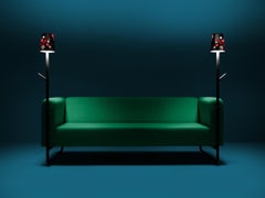 Green PK9 Sofa, Seat & Lamp Hybrid, Handmade Metal Structure by Paulo Kobylka