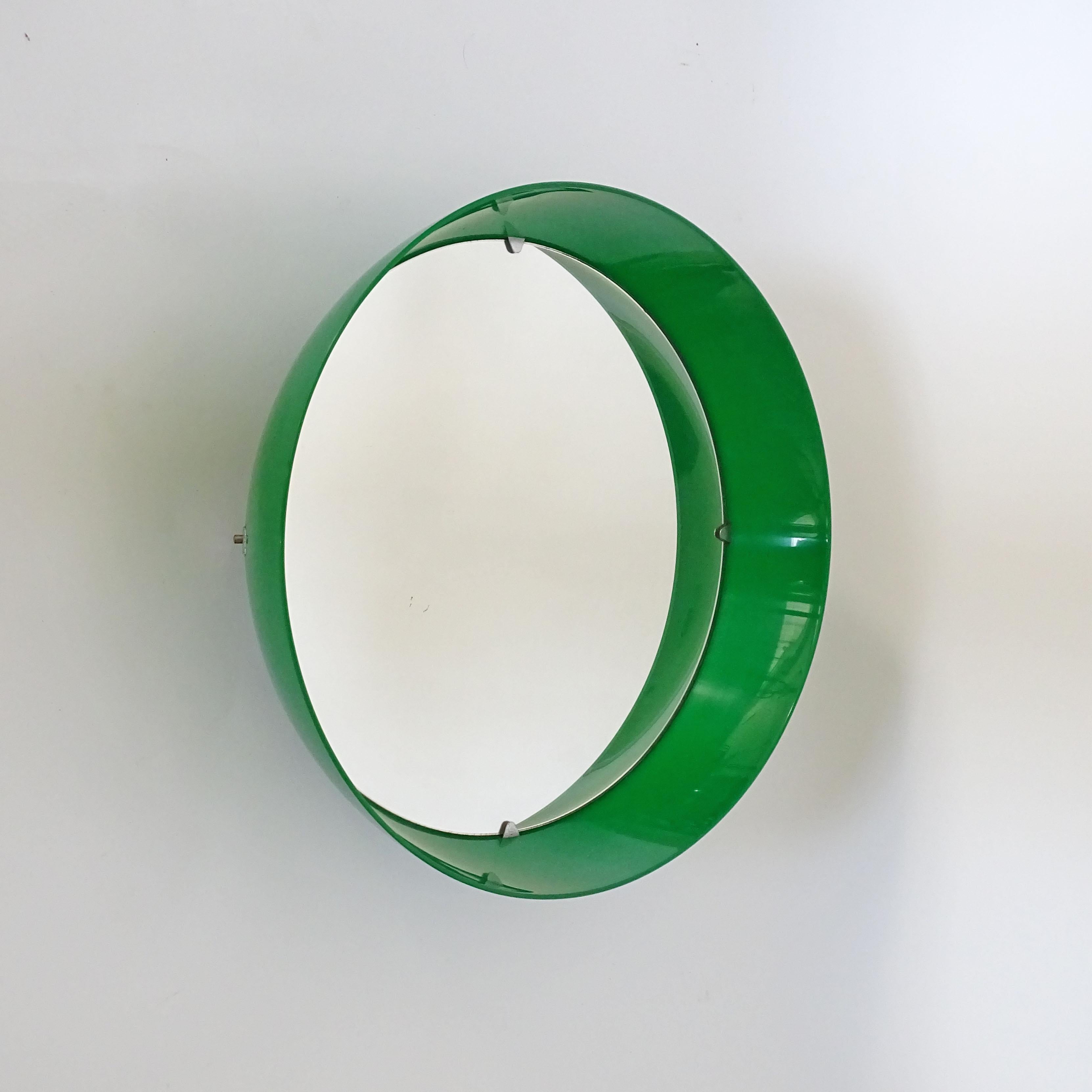 Space Age Early Kartell Green Plastic Pop Art Mirror, Italy, 1960s For Sale