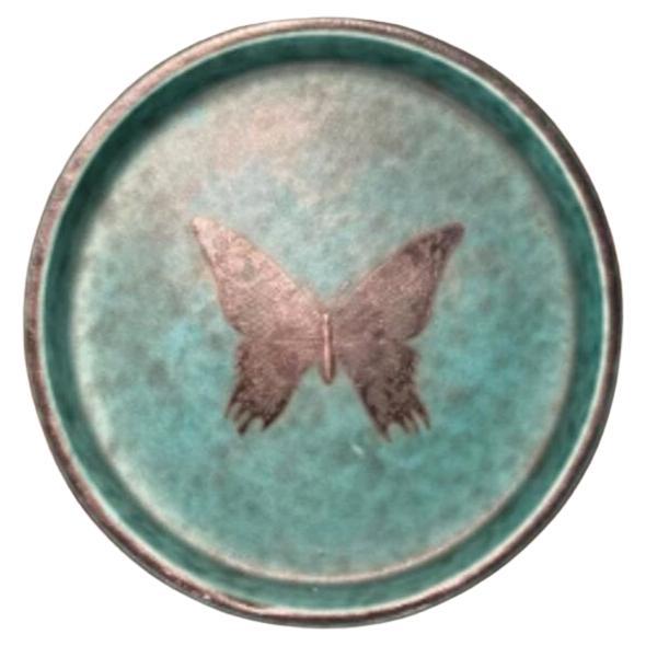 Green Plate With Butterfly by Wilhelm Kåge