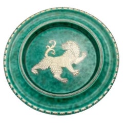 Green Plate With Mythic Creature by Wilhelm Kåge