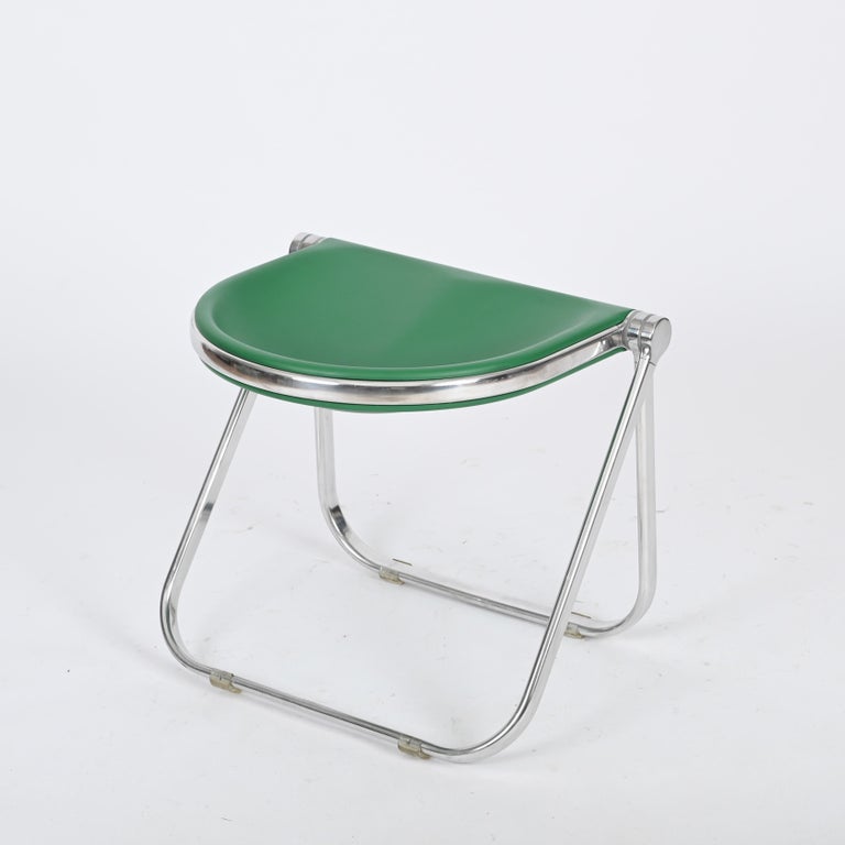 Green Pluff Italian Folding Stool Chair by G. Piretti for Anonima