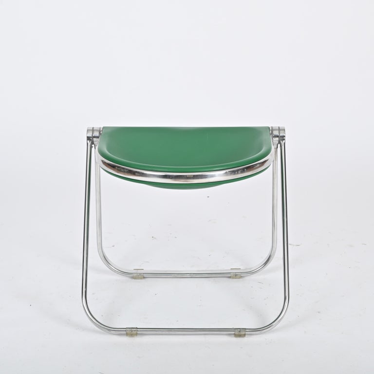 Green Pluff Italian Folding Stool Chair by G. Piretti for Anonima