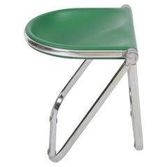 Green Pluff Italian Folding Stool Chair by G. Piretti for Anonima Castelli, 1960