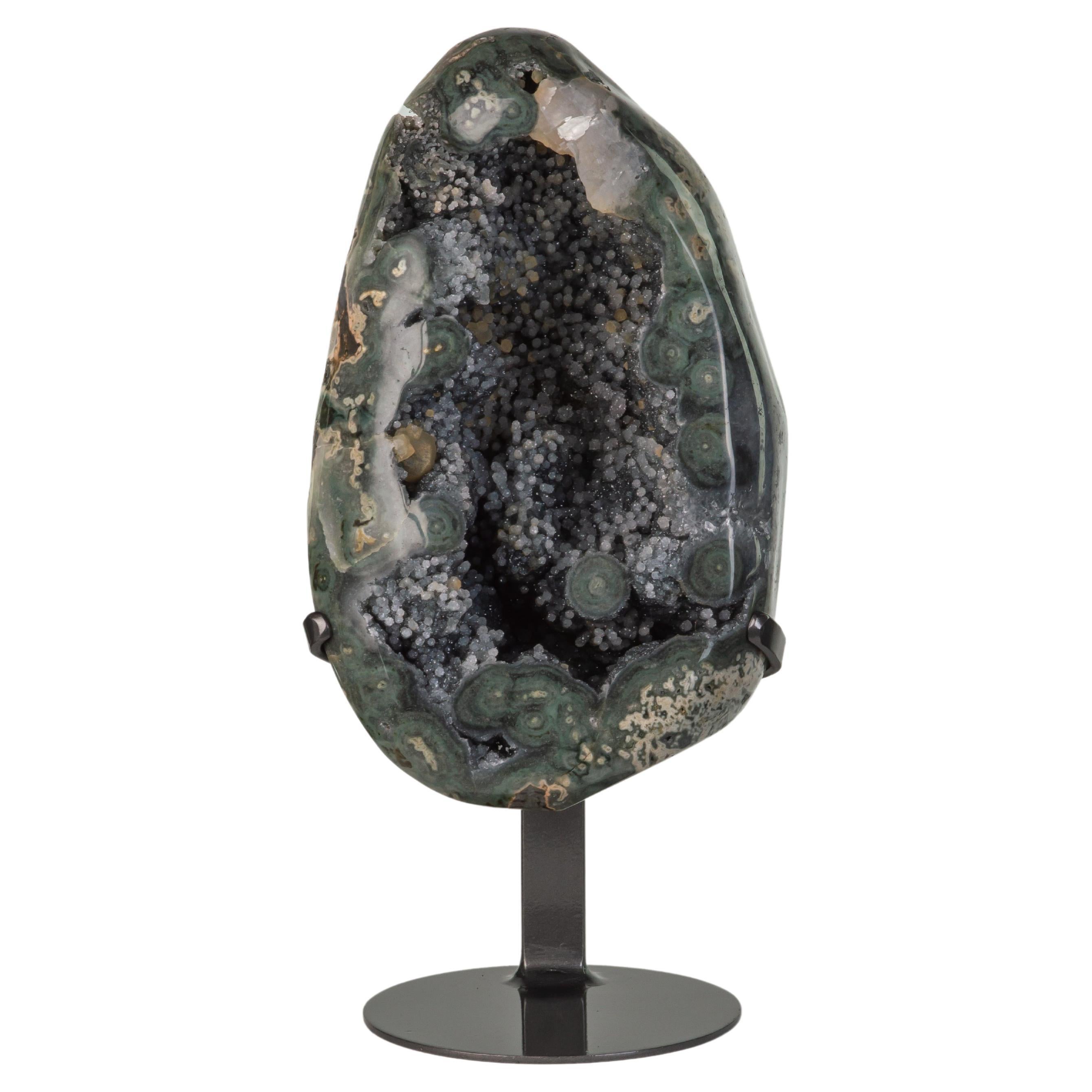 Geode organico lucidato a forma di uovo Sezione di quarzo/druzo