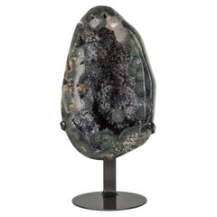 Geode organico lucidato a forma di uovo Sezione di quarzo/druzo