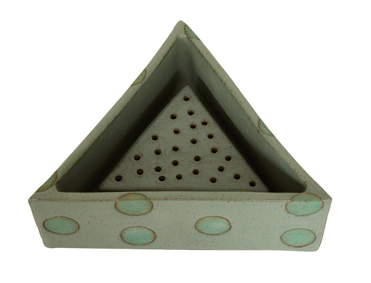 Modern Green Polka Dot Triangle Container by Matthew Ward For Sale