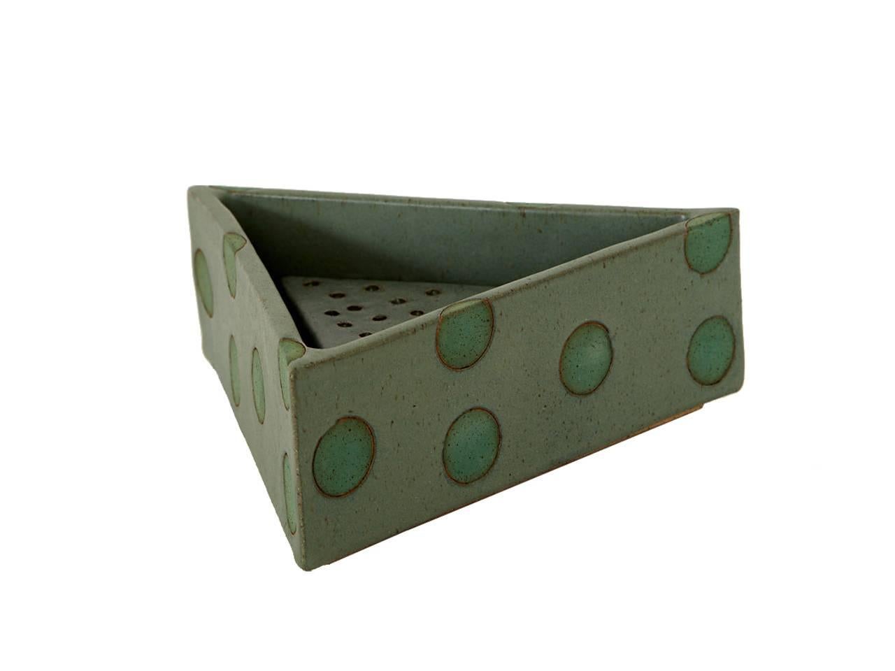 American Green Polka Dot Triangle Container by Matthew Ward For Sale