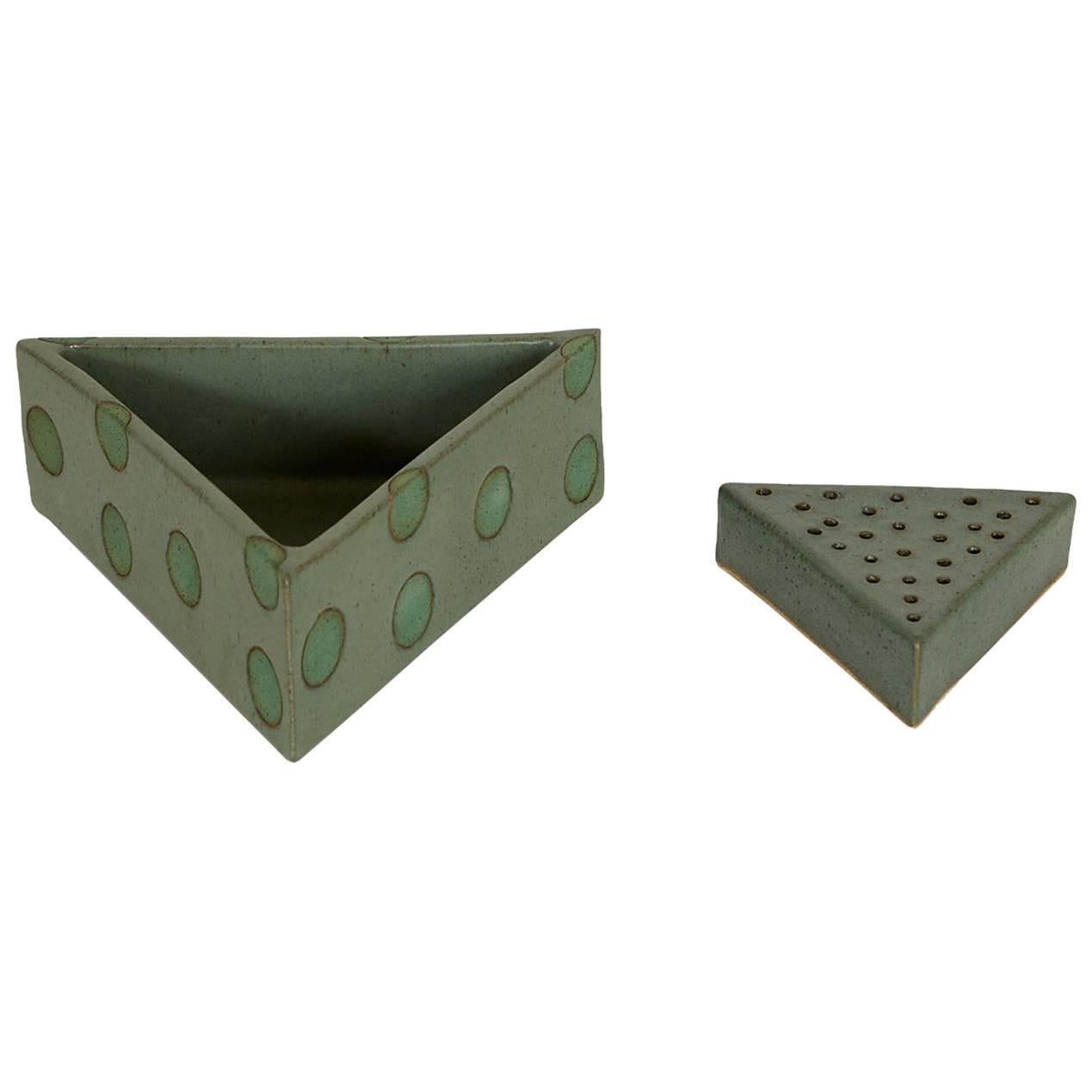 Green Polka Dot Triangle Container by Matthew Ward For Sale