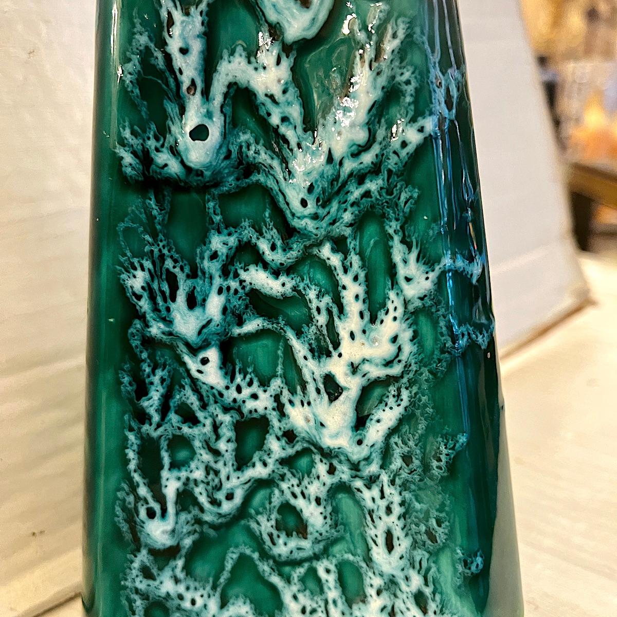 Italian Green Porcelain Seafoam Lamp For Sale