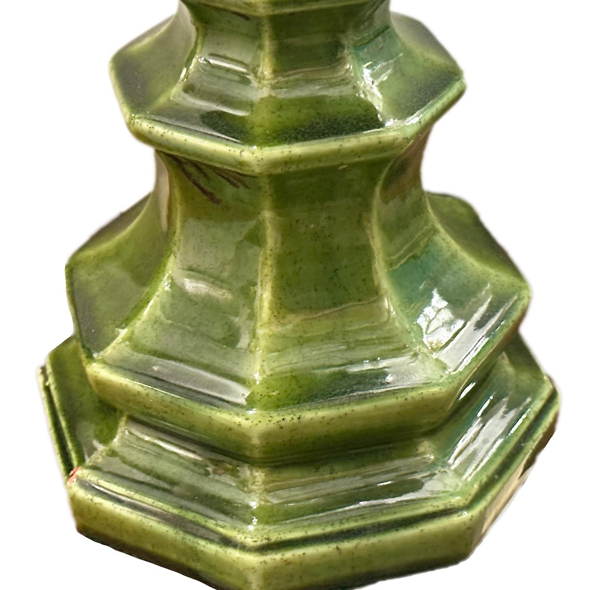 Mid-20th Century Green Porcelain Table Lamp For Sale