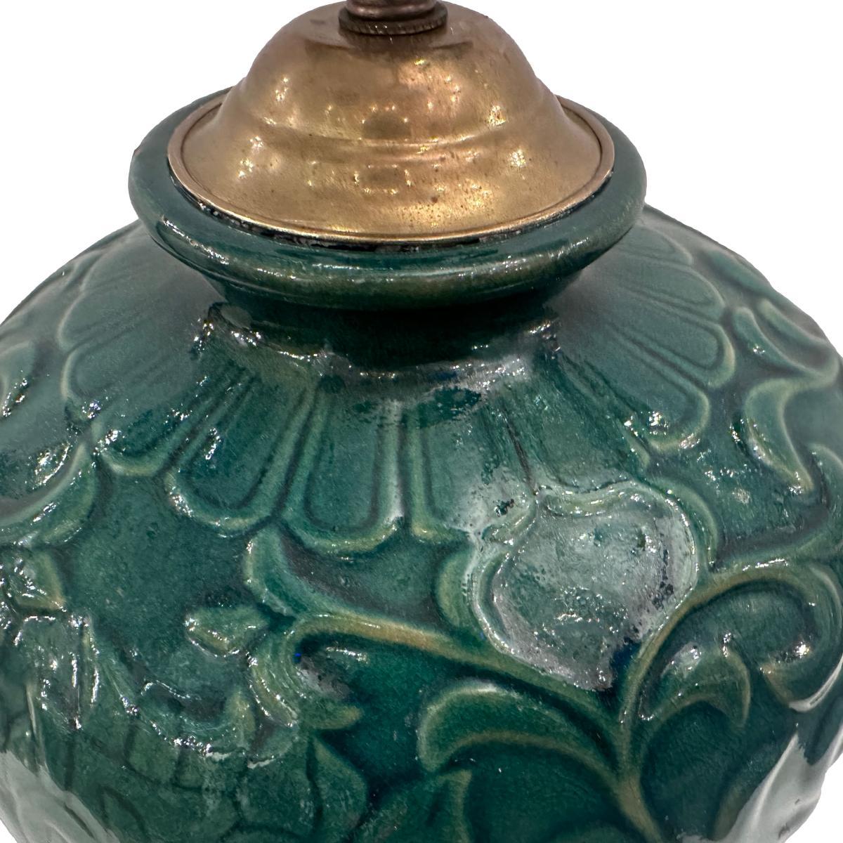 Lámpara de porcelana verde Talble Italiano en venta