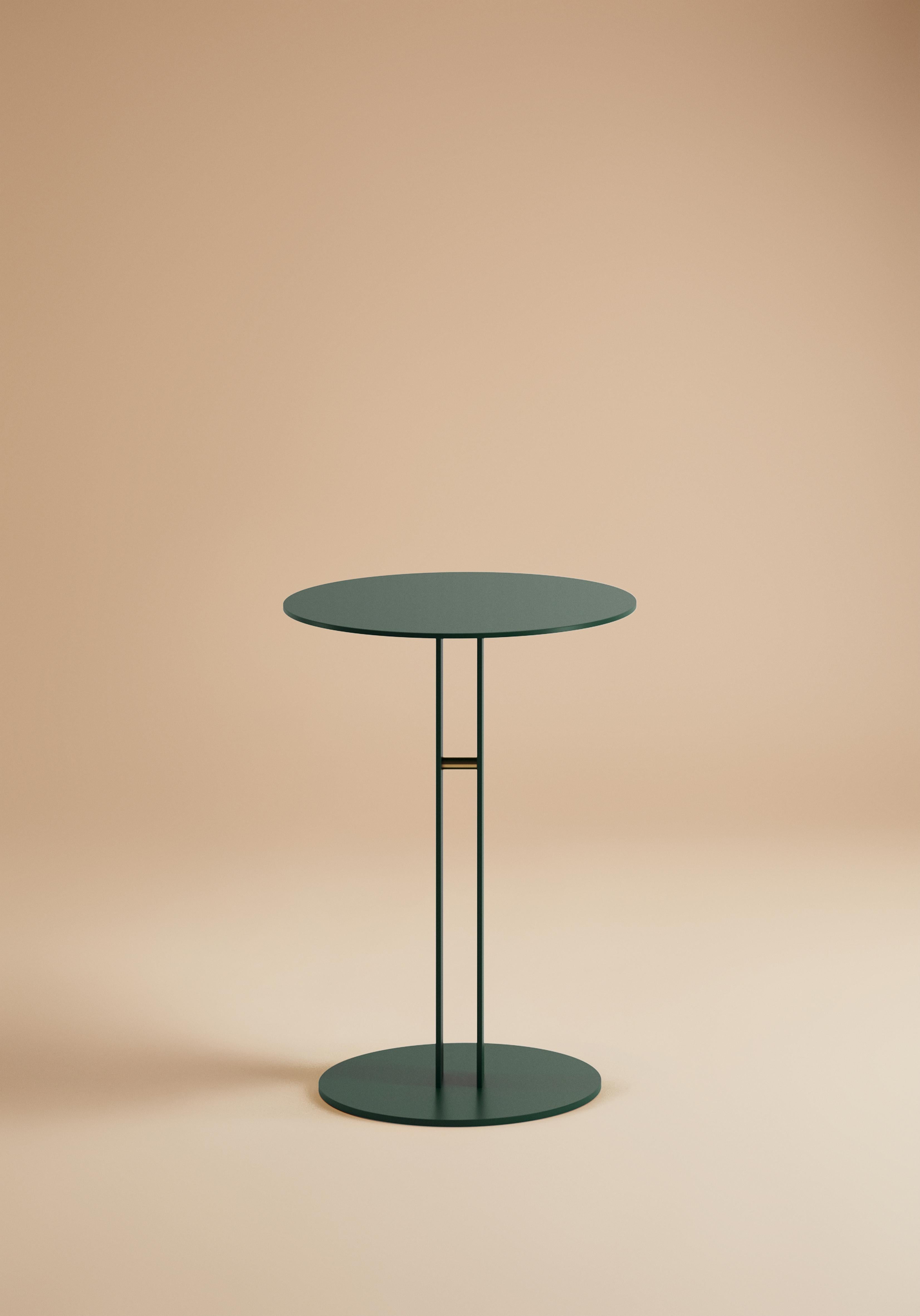 Minimalist Green Portman Side Table in Steel with Brass Designed by Master for Lemon