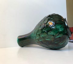 Green Pottery Vase with Dragon Scales by Vicke Lindstrand for Ekeby, 1940s