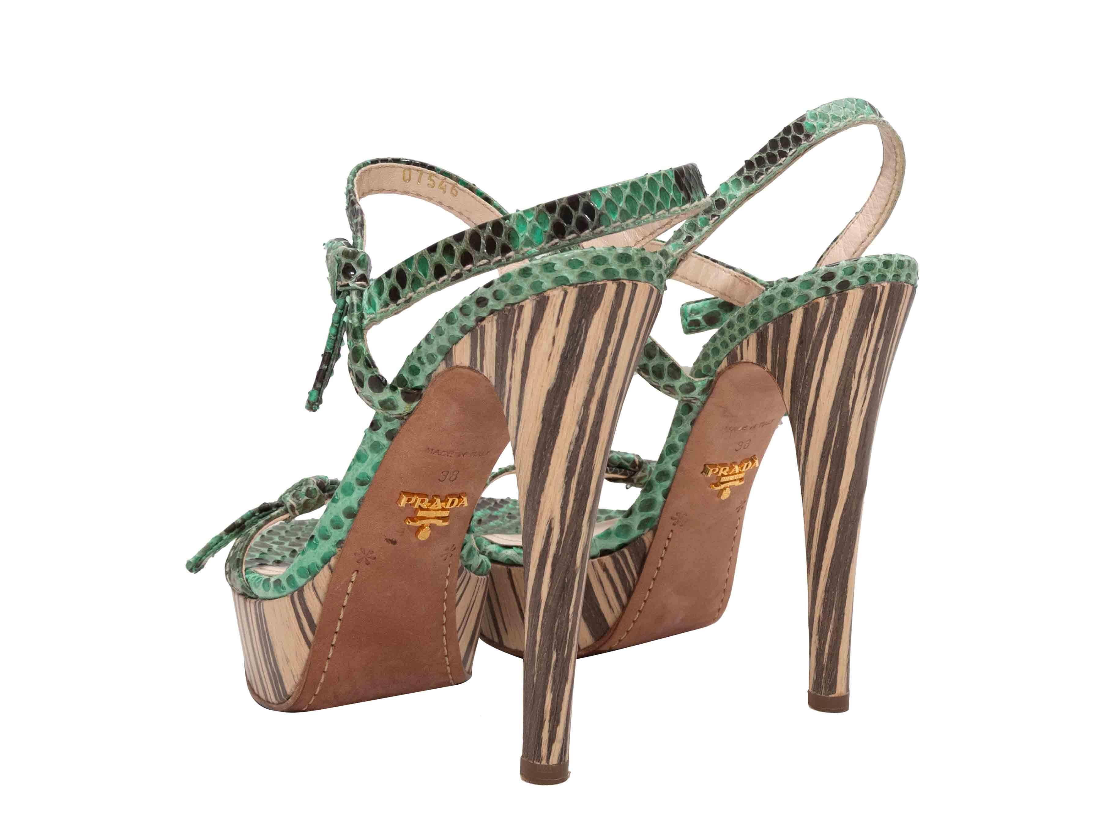 Greene & Greene Snakeskin Platform Heeled Sandals Taglia 38 In condizioni buone in vendita a New York, NY