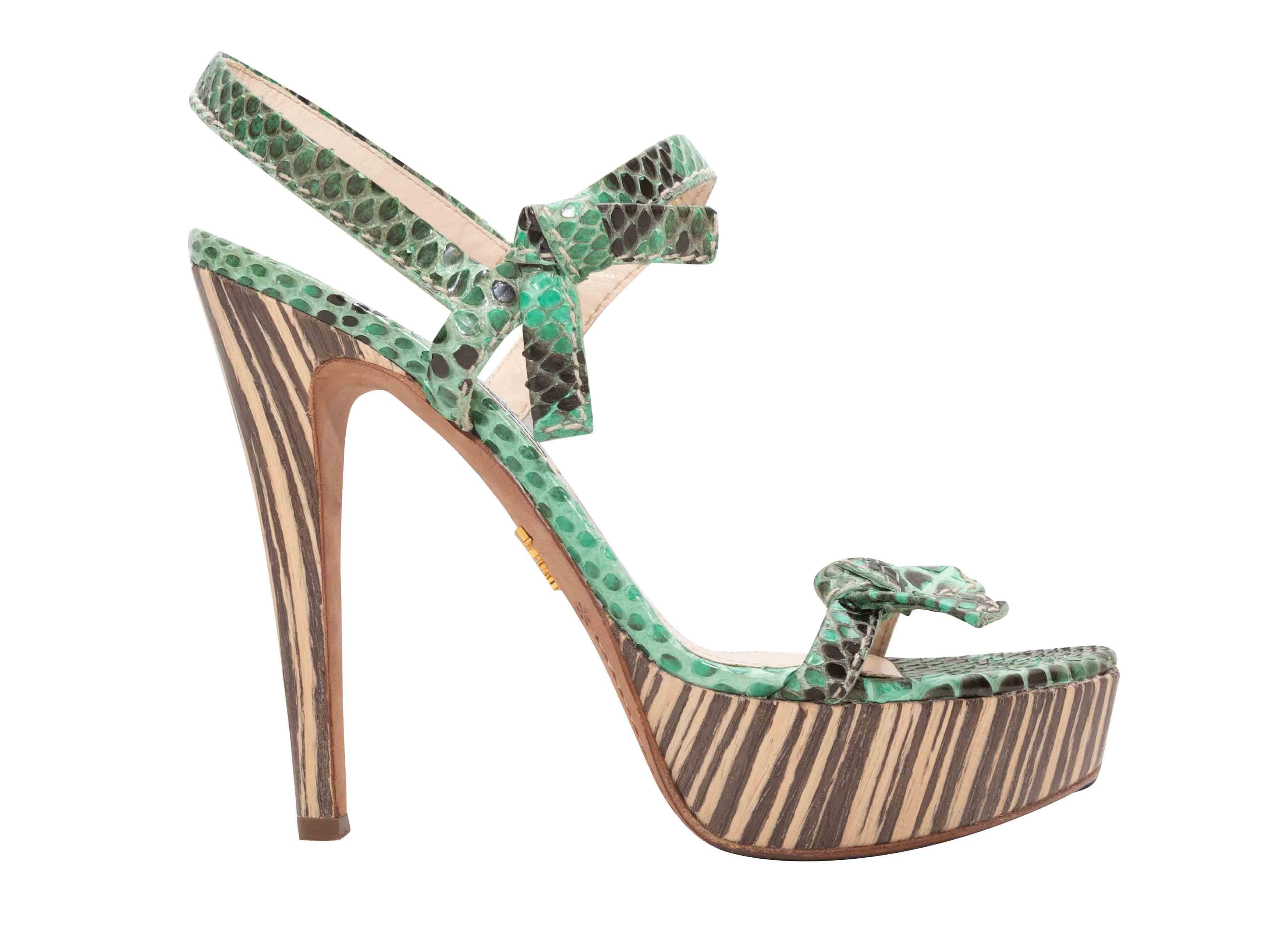 Greene & Greene Snakeskin Platform Heeled Sandals Taglia 38 in vendita
