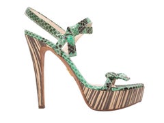 Greene & Greene Snakeskin Platform Heeled Sandals Taglia 38