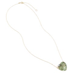 Green Prasiolite Necklace - 18K Yellow Gold 