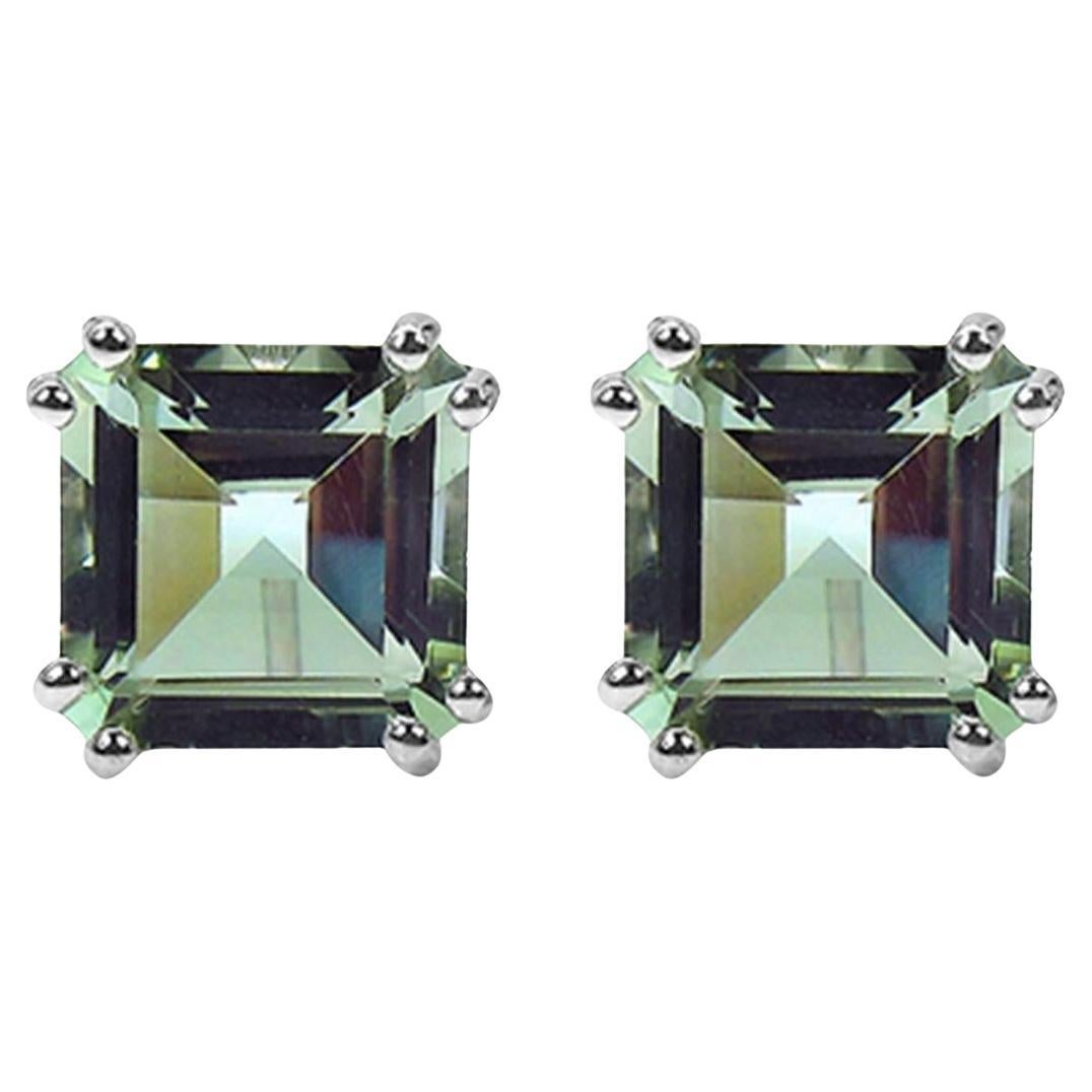 Green Prasiolite Stud Earrings 9 Carats