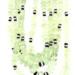 Green Prehnite Beads and White Diamond Clasp Gold Multi-Strand Necklace