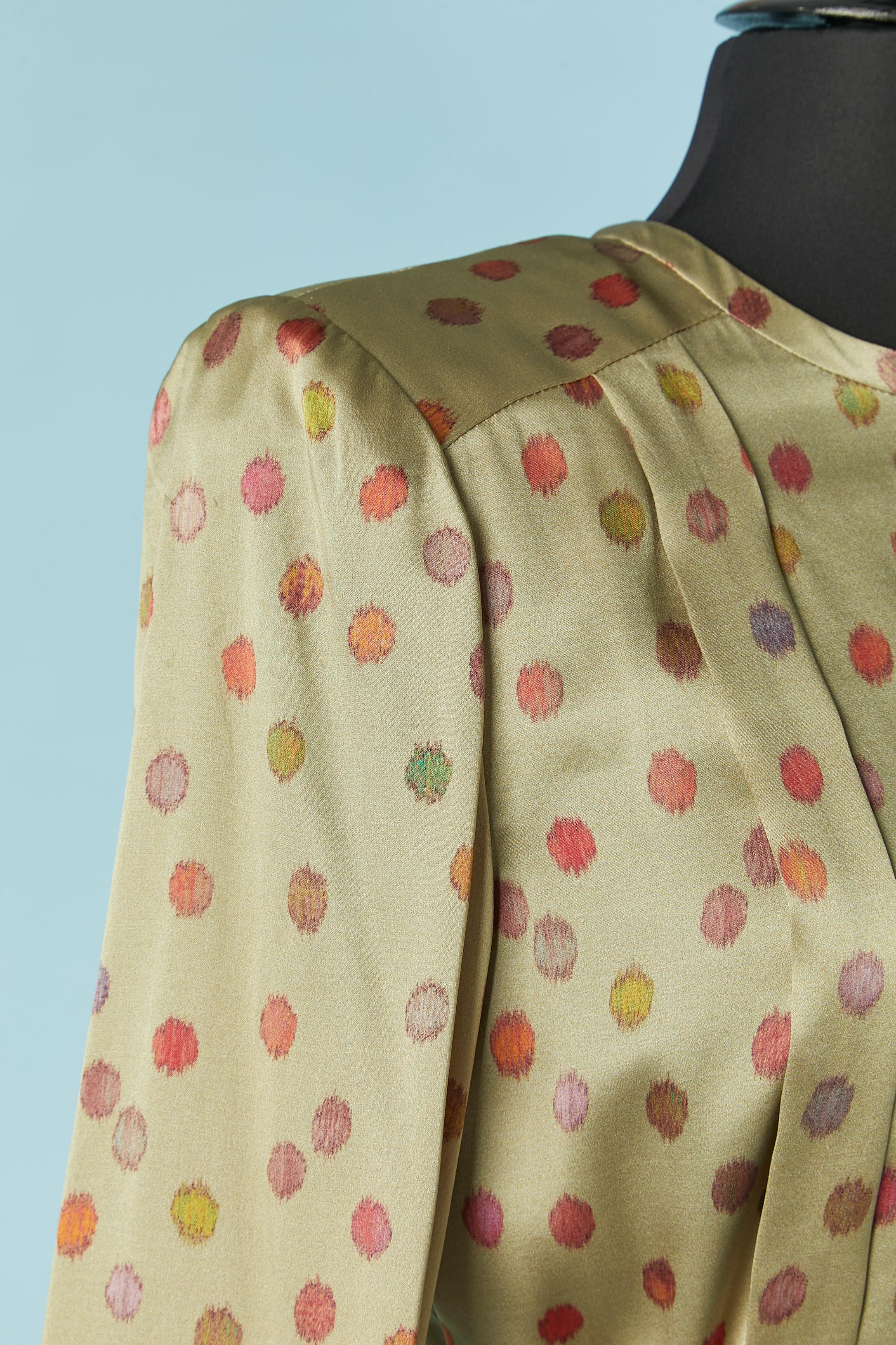Green printed silk blouse André LAUG In Excellent Condition For Sale In Saint-Ouen-Sur-Seine, FR