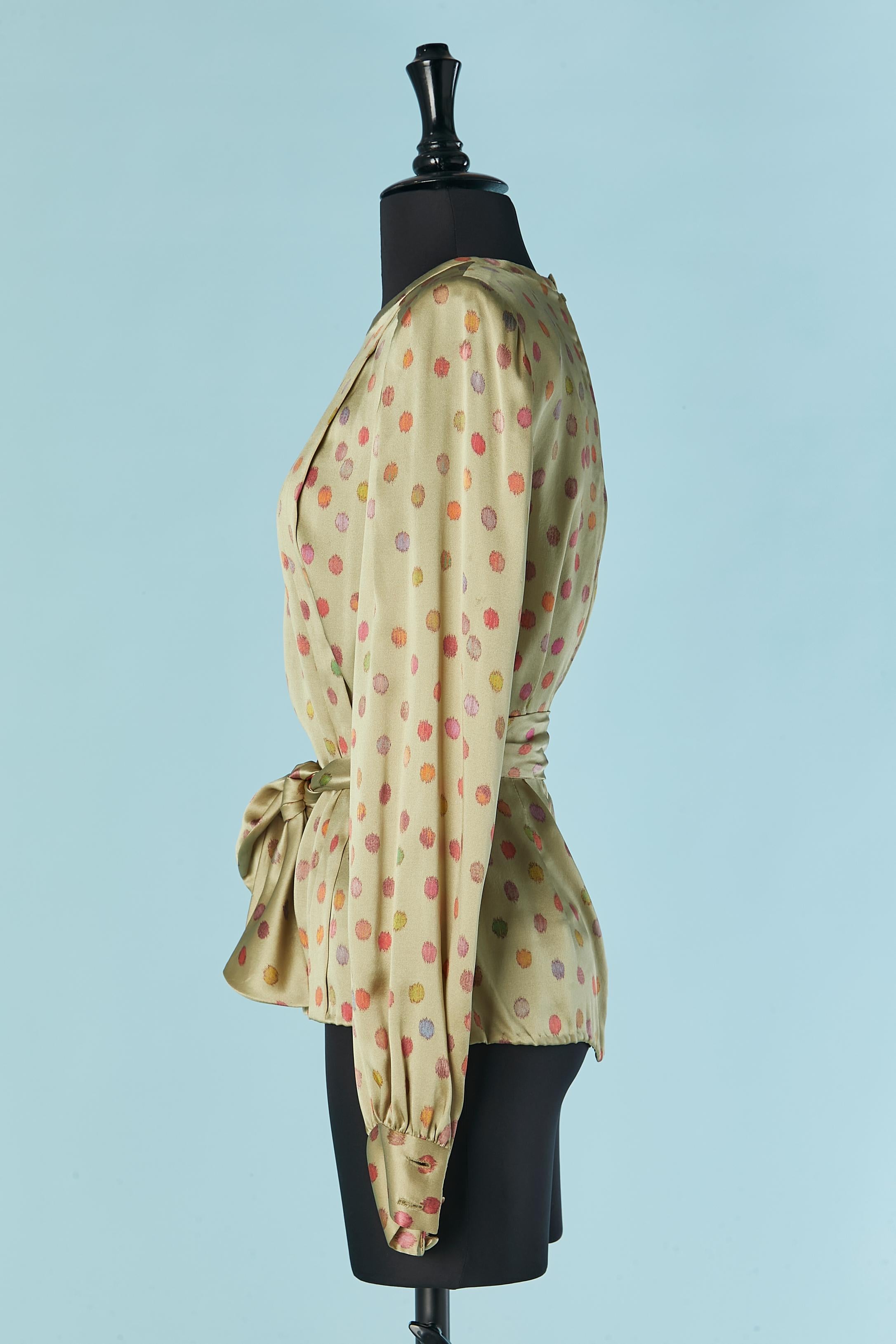 Women's Green printed silk blouse André LAUG For Sale