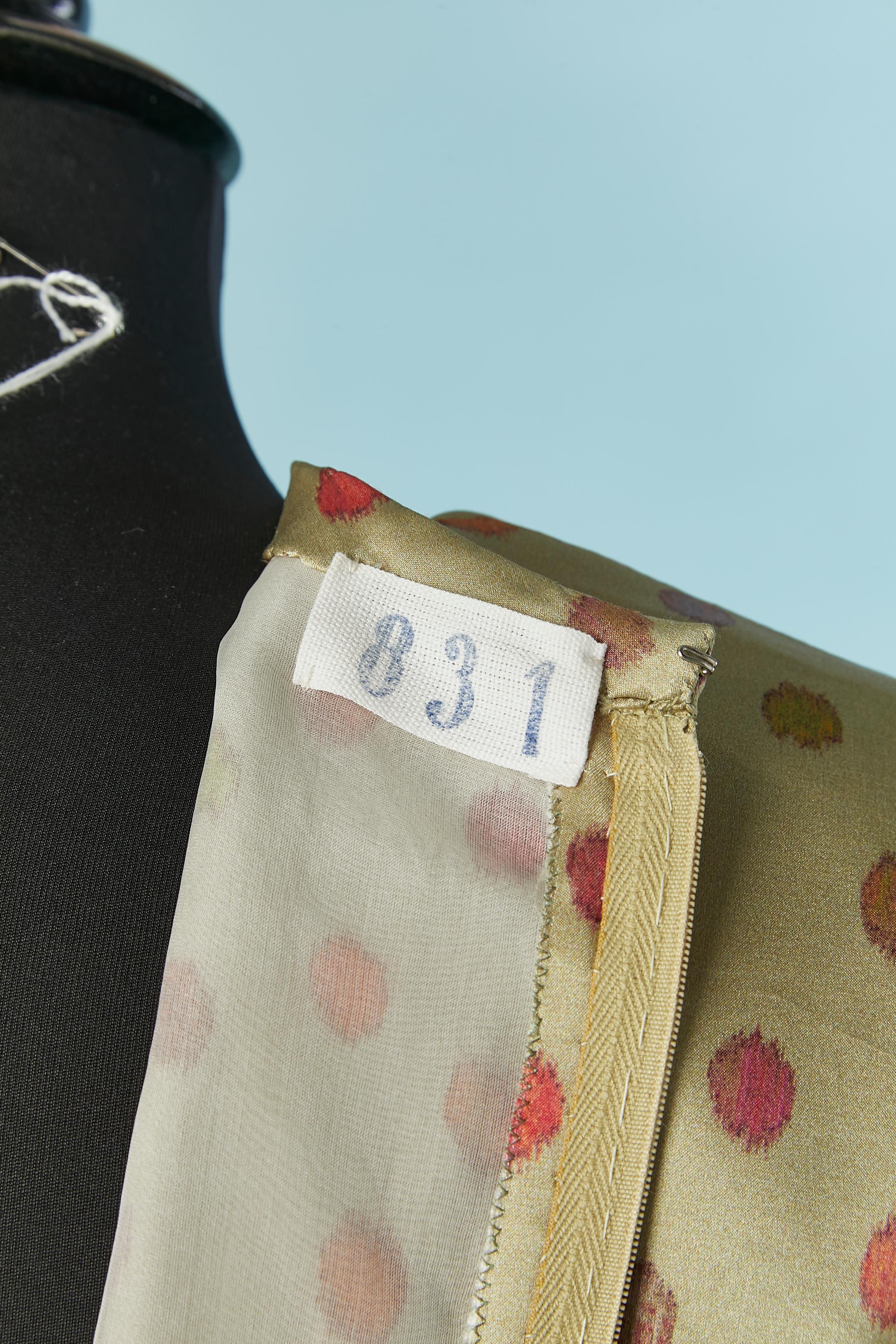 Green printed silk blouse André LAUG For Sale 2