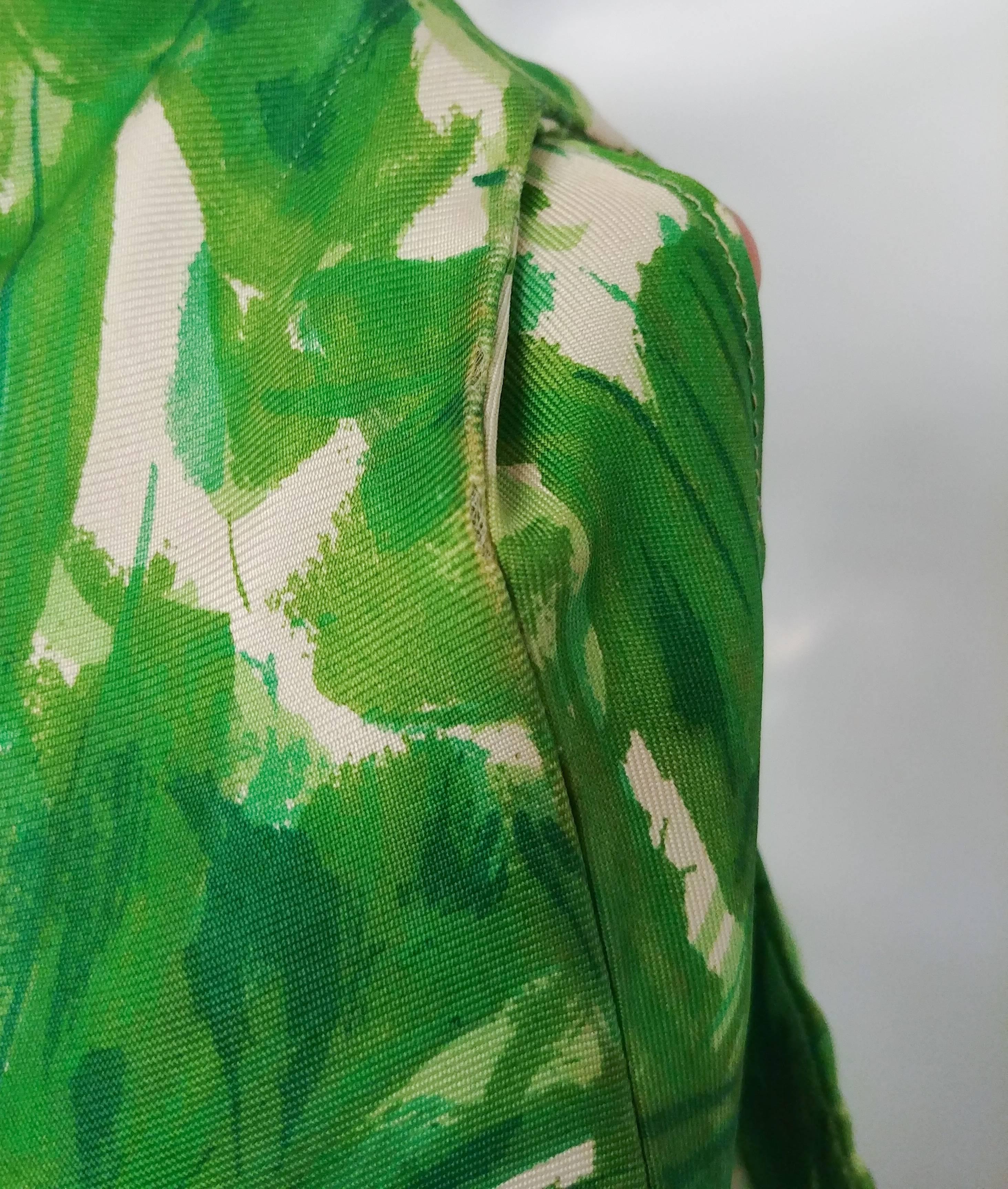 Women's Green Printed Silk Sheath Dress, 1960s