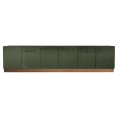 Green Promenade unit in hand polished in lacquer with oxidised brass - in Stock
